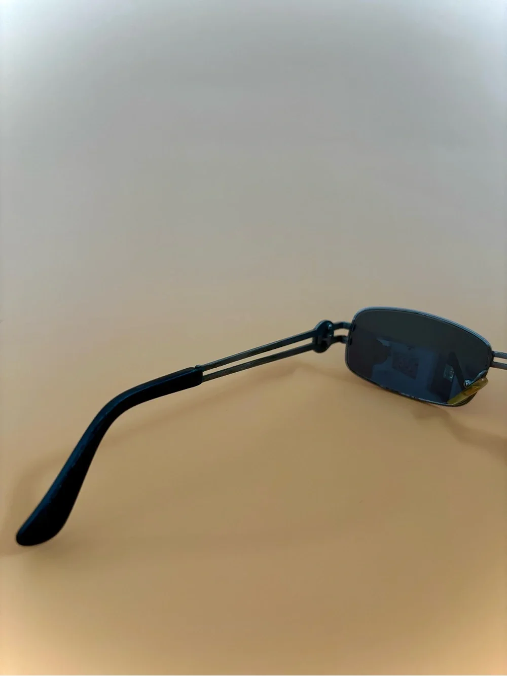 Vintage Versace Men's Rectangular Sunglasses - grey blue Lenses, Silver Frame